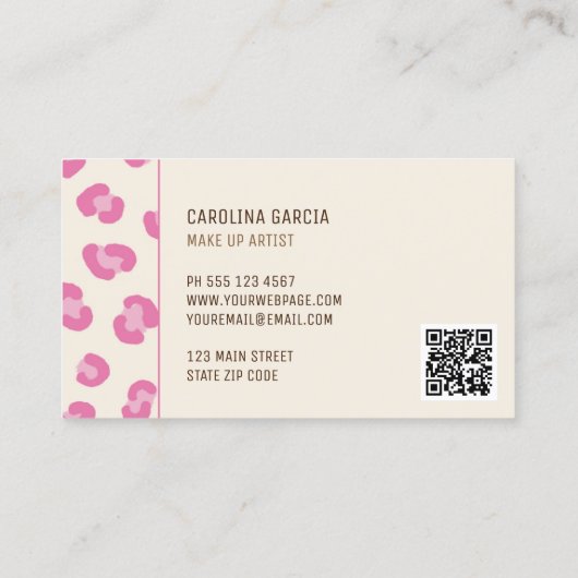 Modern Pink Make-up Artist Visitekaartje (Achterkant)