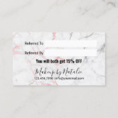 Modern Pink Marble Beauty Salon Referral (Achterkant)