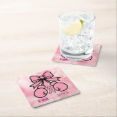 Modern Pink Marbled Breast Cancer Warrior Name   Kartonnen Onderzetters (Insitu)