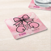 Modern Pink Marbled Breast Cancer Warrior Name   Kartonnen Onderzetters (Schuin)