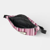 Modern Pink Mauve Striped Personalized Fanny Pack Heuptasje (Open)