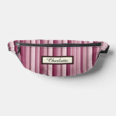 Modern Pink Mauve Striped Personalized Fanny Pack Heuptasje (Liggend)
