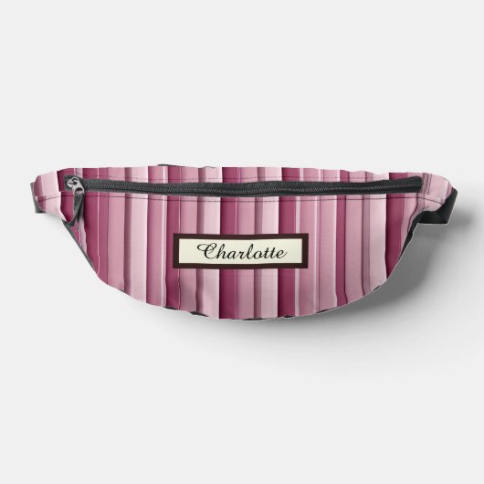 Modern Pink Mauve Striped Personalized Fanny Pack Heuptasje (Liggend)