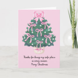 Modern Pink Merry Christmas Folded Feestdagen Kaart