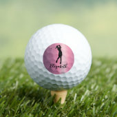 Modern Pink Metallic Look Lady Golfer Custom Name Golfballen (Insitu Shirt)