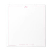 Modern Pink Minimalist Elegant Monogram Notitieblok (Voorkant)