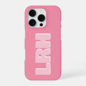 Modern Pink Minimalist Vertical Monogram iPhone Ca Hoesje (Achterkant)