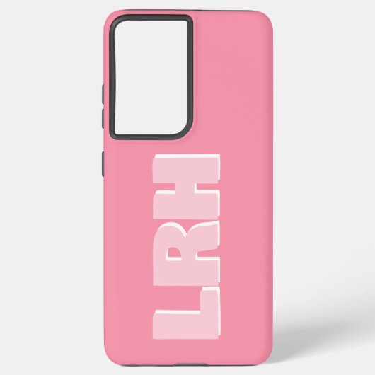 Modern Pink Minimalist Vertical Monogram iPhone Ca Samsung Galaxy Hoesje (Achterkant)