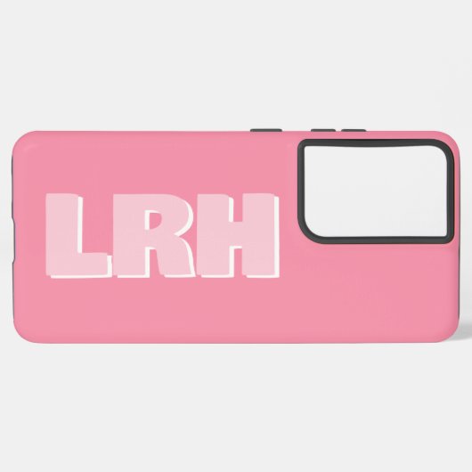 Modern Pink Minimalist Vertical Monogram iPhone Ca Samsung Galaxy Hoesje (Linkerkant)