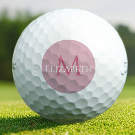 Modern Pink Monogram Personalized Elegant  Golfballen
