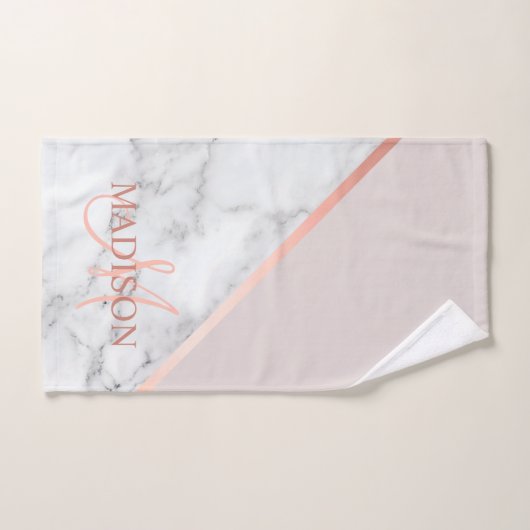 Modern Pink Monogrammed Initiaal Elegant Handdoek (Handdoek)