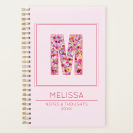 Modern Pink Monogrammed Name Letter M Planner