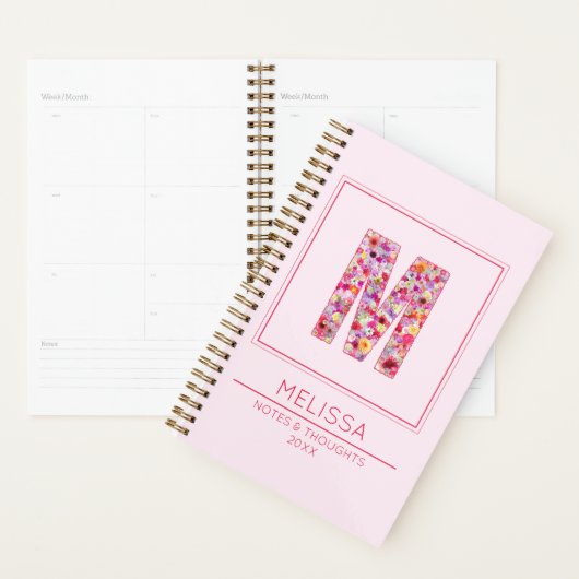 Modern Pink Monogrammed Name Letter M Planner (Display)