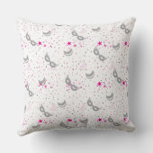 Modern Pink Moon Stars Mardi Gras Mask Pillow Kussen (Achterkant)
