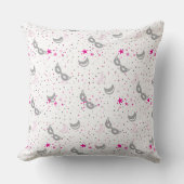 Modern Pink Moon Stars Mardi Gras Mask Pillow Kussen (Voorkant)