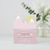Modern Pink Mountain Sun Baby shower Kaart (Staand voorkant)