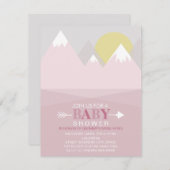 Modern Pink Mountain Sun Baby shower Kaart (Voorkant / Achterkant)