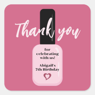 Modern Pink Nail Pools Dank je wel Vierkante Sticker