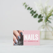 Modern Pink Nail Technician QR Code Photo Visitekaartje (Staand voorkant)