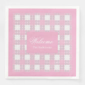 Modern Pink Napkins Personalized Plaid Accent Servet (Voorkant)