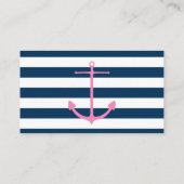 Modern Pink & Navy Nautical Vrijgezellenfeest Regi Informatiekaartje (Achterkant)