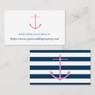 Modern Pink & Navy Nautical Vrijgezellenfeest Regi Informatiekaartje