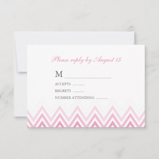 Modern Pink Ombre Chevrons Response Kaarten RSVP Kaartje (Voorkant)