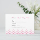 Modern Pink Ombre Chevrons Response Kaarten RSVP Kaartje (Staand voorkant)