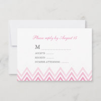Modern Pink Ombre Chevrons Response Kaarten