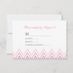 Modern Pink Ombre Chevrons Response Kaarten RSVP Kaartje