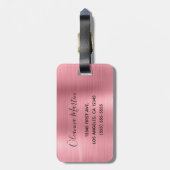 Modern Pink Ombre Folie Silver Glitter Monogram Bagagelabel (Achterkant verticaal)