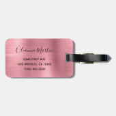 Modern Pink Ombre Folie Silver Glitter Monogram Bagagelabel (Achterkant horizontaal)