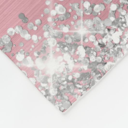 Modern Pink Ombre Folie Silver Glitter Monogram Fleece Deken (Hoek)