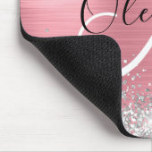 Modern Pink Ombre Folie Silver Glitter Monogram Muismat (Hoek)