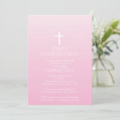 Modern Pink Ombre Garland Cross Commune Kaart (Staand voorkant)