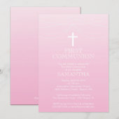 Modern Pink Ombre Garland Cross Commune Kaart (Voorkant / Achterkant)