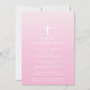 Modern Pink Ombre Garland Cross Commune Kaart