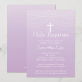 Modern Pink Ombre Garland Cross Heilige Baptisme Kaart (Voorkant / Achterkant)