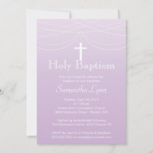 Modern Pink Ombre Garland Cross Heilige Baptisme Kaart