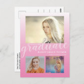 Modern Pink Ombre Girly Afstuderen Graduation Part Briefkaart (Voorkant / Achterkant)