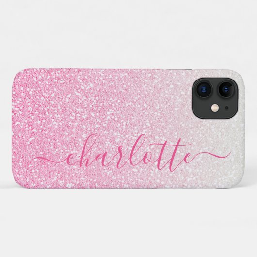 Modern Pink Ombre Glitter Girly Specialized Case-Mate iPhone Case (Achterkant (horizontaal))