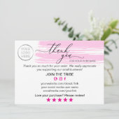 Modern Pink Online Shop Thank You Small Business Bedankkaart (Staand voorkant)