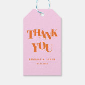 Modern Pink Orange Bold Font THANK YOU Wedding  Cadeaulabel (Voorkant)