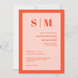 Modern pink orange Earth Tone Wedding Kaart