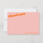 Modern Pink Orange Retro Graduation Personalized Bedankkaart (Voorkant)