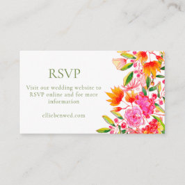 Modern Pink Oranje Floral Green Suite RSVP Online Informatiekaartje