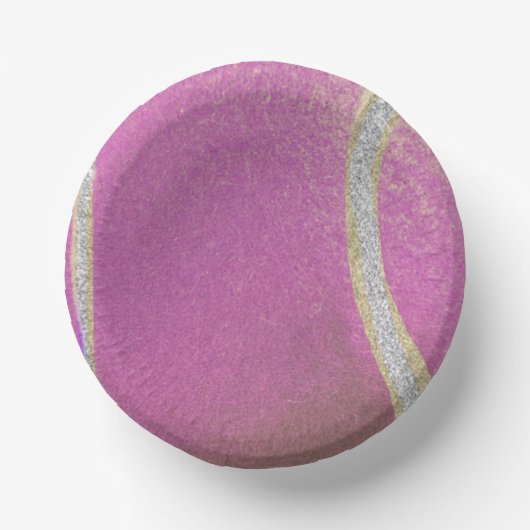 Modern Pink Paarse Tennis Ball Papieren Kommen (Voorkant)