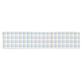 Modern Pink Pastel Gingham Check Christmas Korte Tafelloper (Horizontaal)