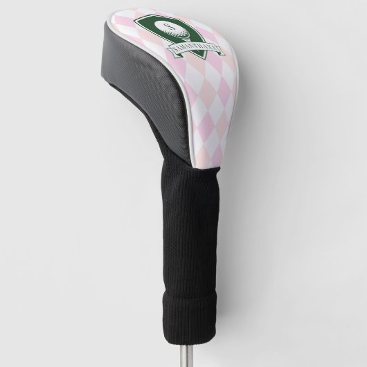 Modern Pink Pattern Green Golfer Name Monogram Golfheadcover (Schuin)