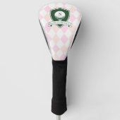 Modern Pink Pattern Green Golfer Name Monogram Golfheadcover (Voorkant)